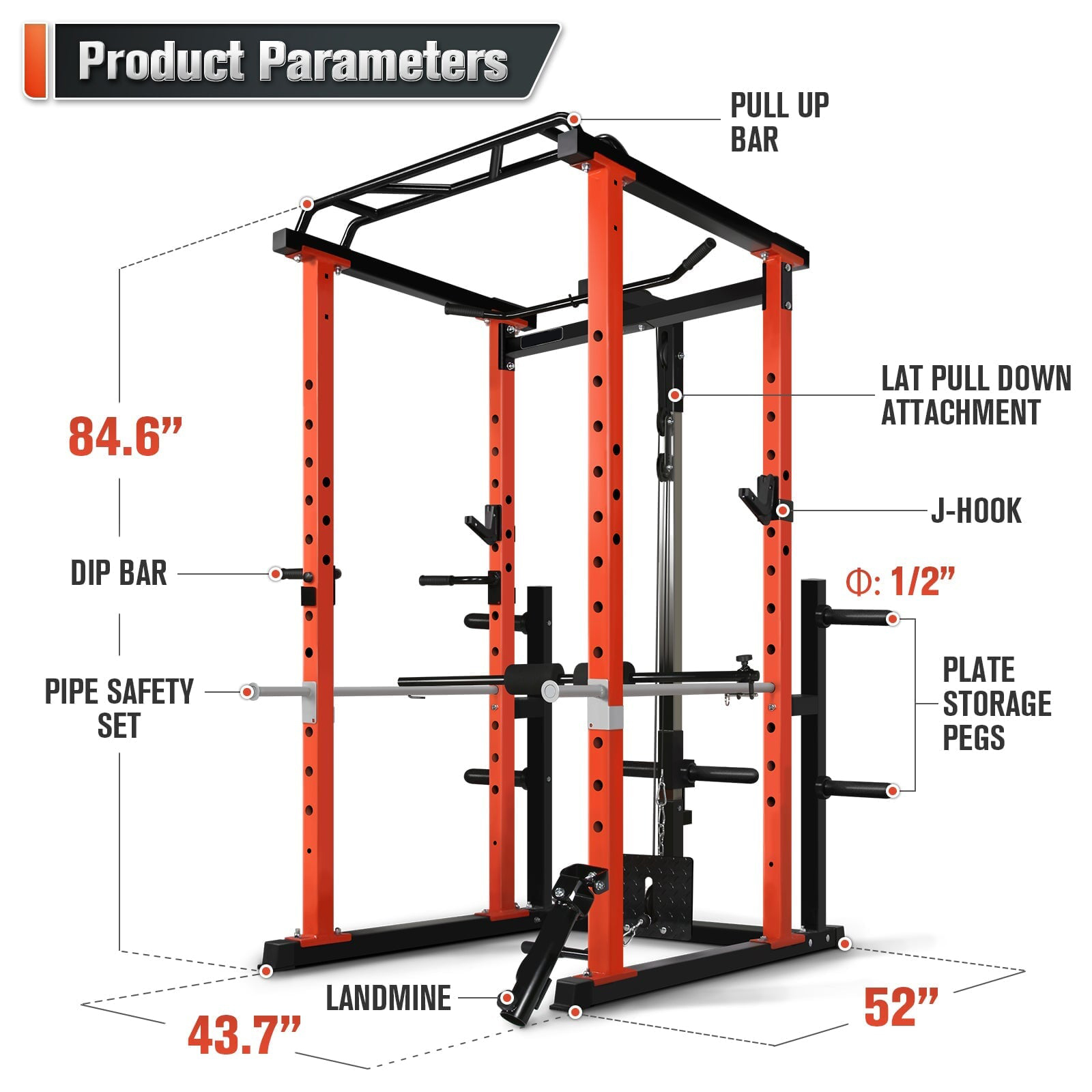 Home Gym Machine - Commercial Multi-function Power Cage Home Gym